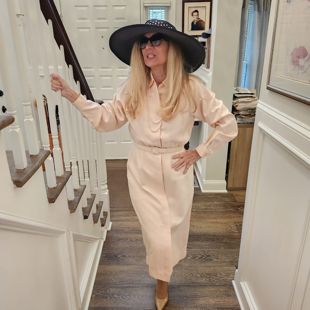 Barry Bricken Vintage Pro Clean Ex Cond Silk Maxi Shirt Dress, Size 6-8, $68 - Picture 13 of 14